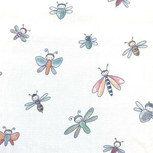 ドイツLS社 オーガニックコットン カットクロス ファブリック 綿 ファンシーバグス 布帛 布 蝶々バタフライ 蜻蛉 蜜蜂 昆 虫むし ちょうちょ ミツバチ とんぼ
