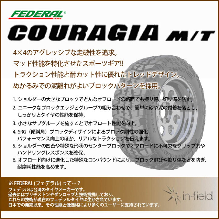 楽天市場】Couragia M/T LT205/80R16 110/108Q FEDERAL フェデラル SUV 