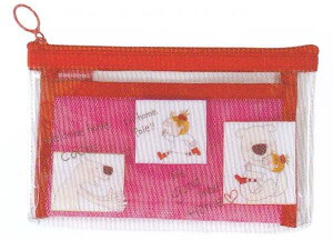 ●ココちゃん/メッシュポケットペンケース/レッド(RYZ-1082)(536059)/グリーティングライフ(mail 190)