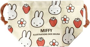 ミッフィー ランチ巾着(BW24-10)ホワイト いちご ストロベリー スクエア(mail 190)