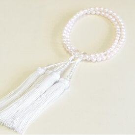 数珠 女性用 真珠 二輪 白正絹頭房 数珠袋付 本真珠 正式念珠