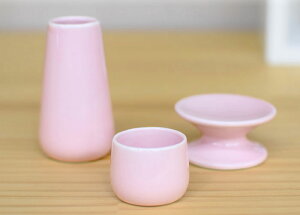 【ポイント10倍 10/24〜10/27 マラソン】仏具 ペット仏具 お参り 3点 セット 【ピンク】 陶器 モダン仏具 現代仏具 手元供養 パーソナル供養 犬 猫 うさぎ 鳥 ペット 供養