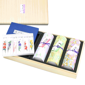 【ポイント5倍 6/20〜6/22 週末限定】線香 贈答用 線香ギフト 花くらべ 花ろうそくセット 桐箱入り オリジナル お供え 喪中見舞い 喪中はがき お歳暮 お彼岸 新盆見舞い 初盆 お盆 春 桜 プレゼント お線香セット 進物線香 奥野晴明堂 微煙
