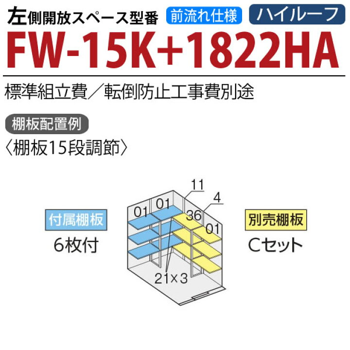 楽天市場 イナバ物置 フォルタウィズfw 15k 12ha 豪雪型ハイルーフ左側開放スペース前流れ仕様 関東 新潟 長野 富山限定販売 お客様組立商品 イナバ物置専門店上越スチール販売