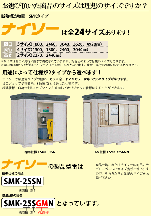 楽天市場】イナバ物置 ナイソーSMK-110HN 一般型ハイルーフ【関東