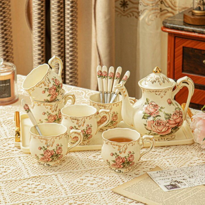 楽天市場】ティーポット 花柄 北欧 家庭用 コーヒーカップセット 