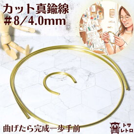 ピカピカ磨き済み 真鍮太線カット 真鍮線 #8 直径4.0mm カット販売｜10cm単位・1m単位 太物 真鍮 C2700 OH材 裸線 彫金 DIY 模型 ワイヤークラフト 骨組み 材料日本製 メール便