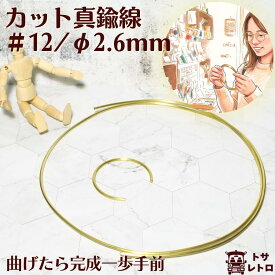 ピカピカ磨き済み 真鍮太線カット 真鍮線 #12 直径2.6mm カット販売｜10cm単位・1m単位 太物 真鍮 C2700 OH材 裸線 彫金 DIY 模型 ワイヤークラフト 骨組み 材料日本製 メール便