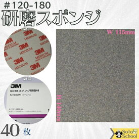 3M 研磨スポンジ 40枚入 粒度 ＃120～ ＃180 研磨材 酸化アルミニウム サイズ 140×115mm 磨く時は目立たたない場所でお試しいただき仕上がり確認の上ご使用ください スリーエム スポンジ 研磨材 ミディアム 5081