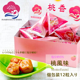 持ち運べる！ 個包装 梅干し 桃風味 塩分約8％ 12個入 免疫力UP 花粉症対策 アレルギー 塩分補給 熱中症対策 夏バテ防止 umeboshi