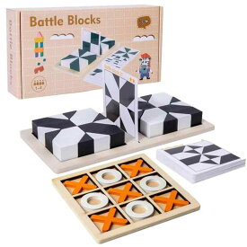 【COOLPIPIT】3D 対戦 ブロックゲーム ×ゲーム 2種類セット 木製パズル リハビリ 訓練 老化防止 介護 知育 大人 子供 指先 脳トレ 集中力 図形パズルカード付き