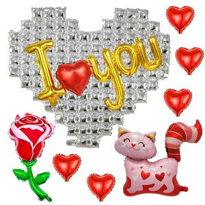 Mainiusi �o�����^�C�� ���� �o���[�� �o�����^�C���f�[ �f�R���[�V���� 9�_�Z�b�g�A�uI Love You�v�����A���~���D�A����n�[�g���D�w�i�A�L�^�o���[���A�Ԃ��n�[�g�o���[��5�A�o���o���[��