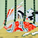 ちりめん風呂敷浮世絵 二巾約68cm×70cm 1枚入 1584#01 《 浮世絵 平安 女性 御簾 源氏物語 INAZUMA 京ちりめん 風呂敷 風呂敷バッグ 制作 風呂敷バッグ エコバッグ レジカゴバッグ 贈答品包み 》