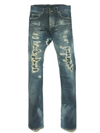 【NOVE デニムパンツ】ノーヴェ NOVE Damaged repair tight straight denim indigo nove-NV-002D-NPC-D016