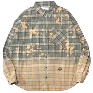 �yel conductorH �`�F�b�N�u���[�`�V���c�z el conductorH �R���_�N�^�[ COTTON FLANNEL CHECK BLEACH SHIRT green elconductorH-PD26SS02