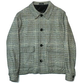 【SALE セール】 【ラス ファー付きショートワークジャケット】 l.o.s ラス Short check work jacket inside fur gray x yellow los-JKT21A07W