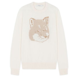 【国内正規品】 【メゾンキツネ ビッグフォックスヘッドニット】MAISON KITSUNE メゾンキツネ PIQUE FOX HEAD R NECK PULLOVER ecru KITSUNE-KMM12490