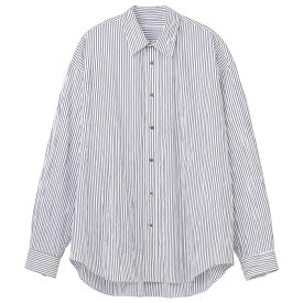 【ジョンローレンスサリバン オーバーサイズストライプシャツ】JOHN LAWRENCE SULLIVAN ジョンローレンスサリバン Wrinkled stripe broadcloth oversized shirt white stripe JLS-3A002-0224-18