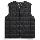 【送料込み価格】【メンズ】【TAION インナーダウンベスト】 TAION タイオン V ネックボタン インナーダウンベスト BLACK TAION-001