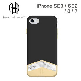 【正規代理店】 スマホケース iPhone SE3 SE2 第3世代 第2世代 iPhone8 iPhone7 ハウスオブハーロウ House of Harlow 1960 2-PC SLIDER CASE WITH MARBLE INLAY ケース カバー ブランド ゴージャス 高級感 黒 金 ブラック ゴールド