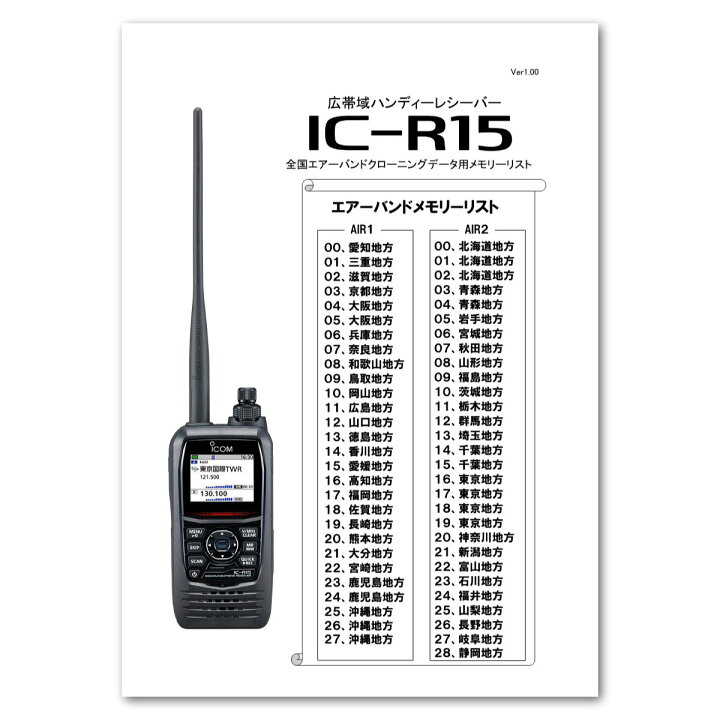 楽天市場】IC-R15 エアーバンドスペシャル アイコム 広帯域ハンディ 