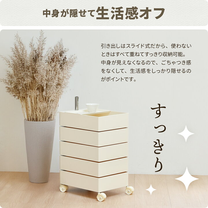 ワゴン キャスター付き 360°CONTAINER 5段トレイ おしゃれ 回転 回転式  