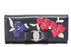 Salvatore Ferragamo 長財布 フローラル刺繍 サルヴァトーレ・フェラガモ Denim Miss Vara Long Wallet 22C842 667890