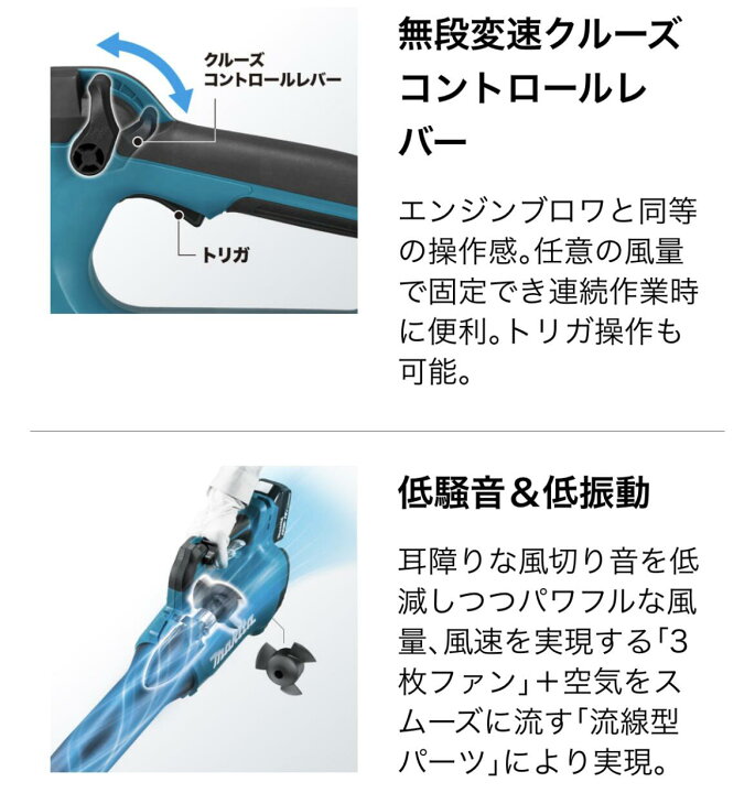 楽天市場】マキタ 18V 充電式ブロワ MUB184DRGX 6.0Ahバッテリー×2個 