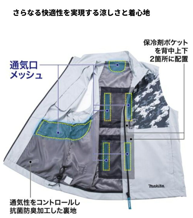楽天市場】マキタ 充電式ファンジャケット FJ430DZ グレー M～3Lサイズ 