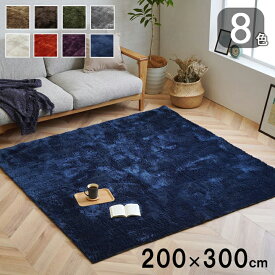 ラグ ジュータン カーペット 200cm x 300cm シャギー調 絨毯 ラグマット 洗える 床暖房 ホットカーペット対応 選べる8色 無地