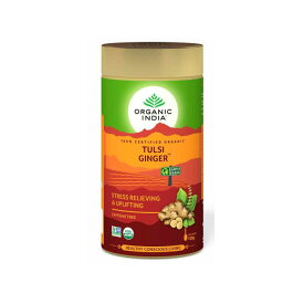 オーガニックティー トゥルシー ジンジャー ティー 100g 缶【TULSI GINGER TEA 100g】【ORGANIC INDIA】オーガニック インディア デカフェ カフェインレス インド ハーブティー オーガニック 紅茶 チャイ チャイティー ティーバッグ 輸入食材 海外 ギフト 贈り物