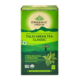 オーガニックティー トゥルシー グリーンティー クラシック／25袋【TULSI GREEN TEA CLASSIC 25 Tea Bags】【ORGANIC INDIA】オーガニック インディア トゥルシー インド ハーブティー 紅茶 チャイ チャイティー ティーバッグ 輸入食材 海外 ギフト 贈り物