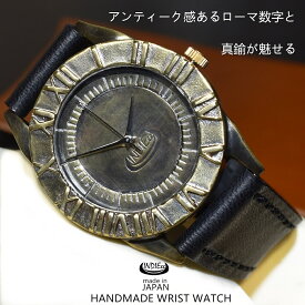 【魅せる時計】日本製 アンティーク 腕時計 真鍮 ハンドメイド 手作り セイコー SEIKO メンズ 本革 ローマ数字 レザー 牛革 個性的 フォーマル プレゼント 魅せる腕時計 インディ INDIEee