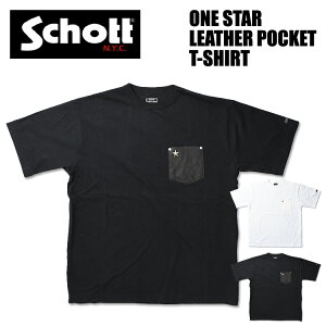 Schott �V���b�g �����X�^�[ ���U�[ �|�P�b�g T�V���c ONE STAR LEATHER POCKET T-SHIRT ����T�V���c �����Y 782-3934013 782-5934004