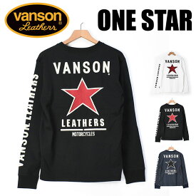 VANSON バンソン 長袖Tシャツ ONE STAR ワンスター 刺繍 Tシャツ メンズ NVLT-2401