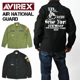 AVIREX アビレックス -THE EMPIRE CITY COLLECTION- ユーティリティーシャツ AIR NATIONAL GUARD 長袖シャツ ミリタリー プリント メンズ 7833220016