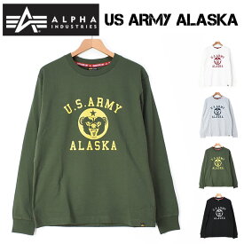 ALPHA アルファ 長袖 ミリタリーTシャツ US ARMY ALASKA ALPHA INDUSTRIES メンズ ロングスリーブ プリントT TC1590-09xx