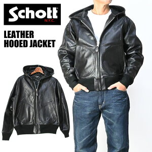 Schott �V���b�g LEATHER HOOED JACKET ���U�[ �t���W�b�v �p�[�J�[ ���U�[�W���P�b�g �v�W���� �����Y 782-5950055