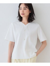 【SALE／60%OFF】【洗える/凹凸素材】シンプルVネックブラウス INDIVI インディヴィ トップス シャツ・ブラウス ホワイト ブルー グレー【RBA_E】【送料無料】[Rakuten Fashion]