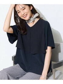 【SALE／10%OFF】【着る日傘】シフォンドッキングブラウス INDIVI インディヴィ トップス シャツ・ブラウス ネイビー ブラック ブルー【RBA_E】【送料無料】[Rakuten Fashion]
