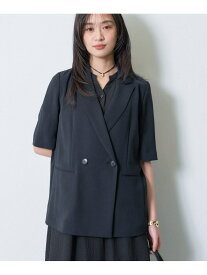 【着る日傘】ハーフスリーブダブルジャケット INDIVI インディヴィ ジャケット・アウター テーラードジャケット・ブレザー ブラック ネイビー【送料無料】[Rakuten Fashion]