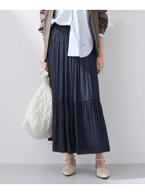 【SALE／10%OFF】【洗える/丈調整可能】ギャザーフレアスカート INDIVI インディヴィ スカート ロング・マキシスカート ネイビー グレー ブルー【RBA_E】【送料無料】[Rakuten Fashion]