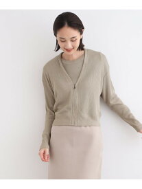 【SALE／52%OFF】【2点セット/洗える】ニットライク アンサンブルカーディガン INDIVI インディヴィ トップス アンサンブル ベージュ グレー【RBA_E】【送料無料】[Rakuten Fashion]