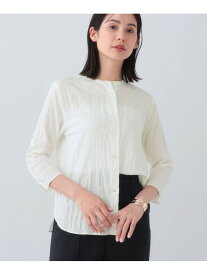 【SALE／40%OFF】【日本製/サッカー素材】バンドカラーブラウス INDIVI インディヴィ トップス シャツ・ブラウス ブラック ホワイト【RBA_E】【送料無料】[Rakuten Fashion]