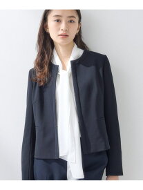 【SALE／20%OFF】【上品光沢/セレモニー/SETUP可能】切り替えデザインジャケット INDIVI インディヴィ ジャケット・アウター ノーカラージャケット ネイビー ベージュ【RBA_E】【送料無料】[Rakuten Fashion]