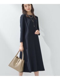 【上品光沢/セレモニー/SETUP可能】スタイルUPワンピース INDIVI インディヴィ ワンピース・ドレス その他のワンピース・ドレス ネイビー ベージュ【送料無料】[Rakuten Fashion]