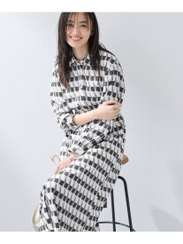【洗える/2WAY】ベルト付き ジオメトリック柄 シャツワンピース INDIVI インディヴィ ワンピース・ドレス その他のワンピース・ドレス ネイビー ブラック【送料無料】[Rakuten Fashion]