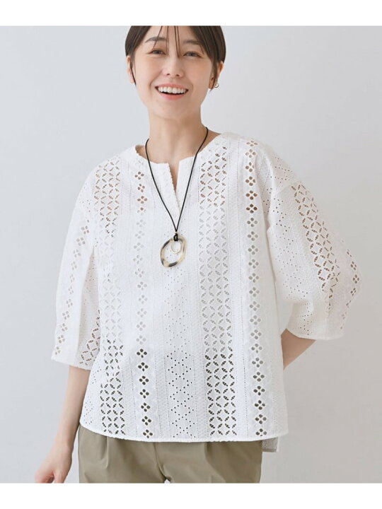 楽天市場】【SALE／50%OFF】【刺繍/レース】スラッシュネックブラウス 