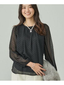 【SALE／68%OFF】【袖コンシャス】シアードットブラウス INDIVI インディヴィ トップス シャツ・ブラウス ホワイト ブラック【RBA_E】【送料無料】[Rakuten Fashion]
