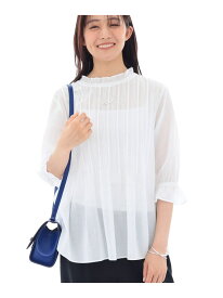 【SALE／57%OFF】【洗える/コットン】ピンタックシアーブラウス INDIVI インディヴィ トップス シャツ・ブラウス ブラック ホワイト【RBA_E】【送料無料】[Rakuten Fashion]